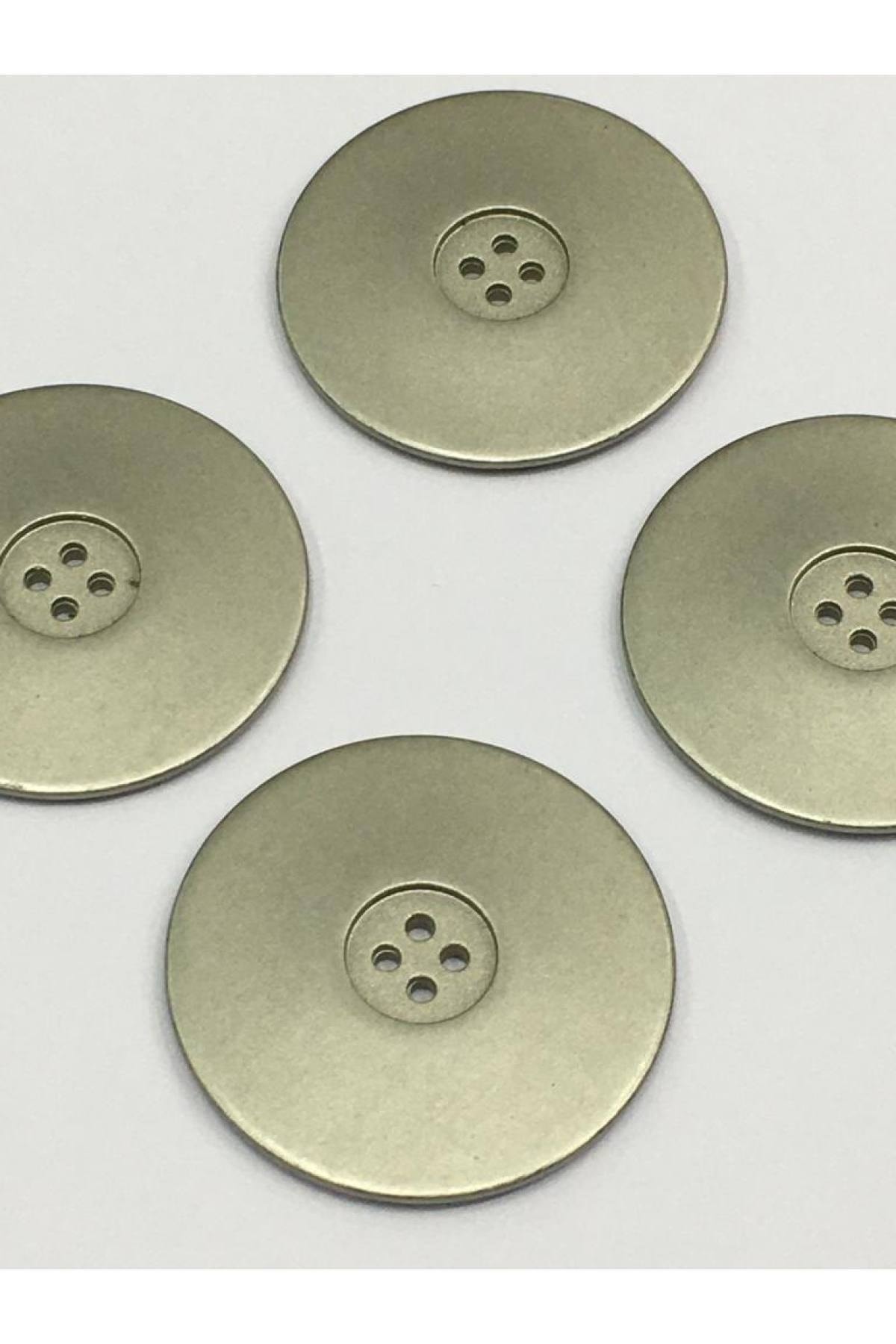 Italian Metallized Button Set of 4 Silver