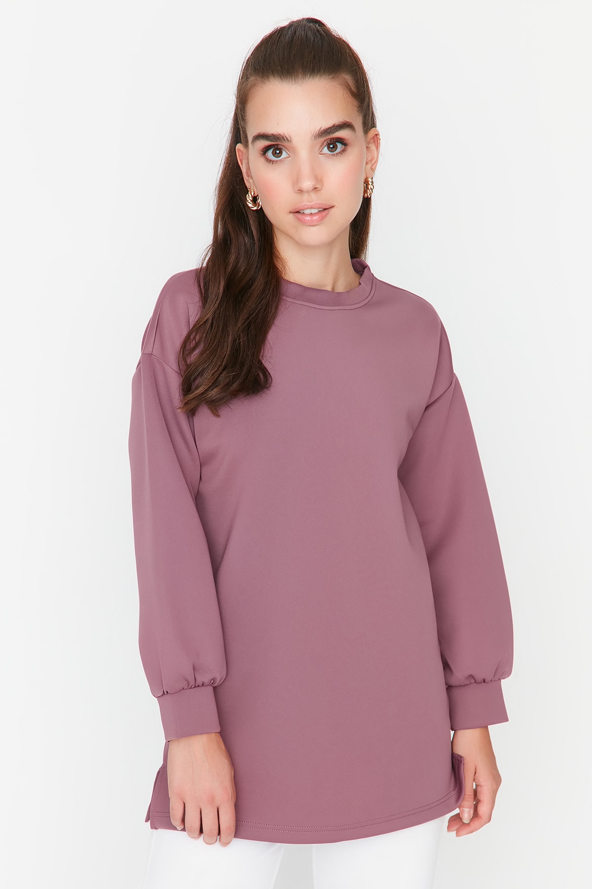 Trendyol Modest-سويت شيرت محبوك أساسي برقبة دائرية TCTAW23TW00052 2