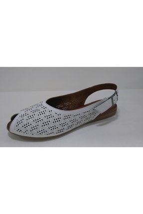 Hakiki Deri Kadın Ayakkabı Büyük Numara Lazer Desenli Sandalet 334715