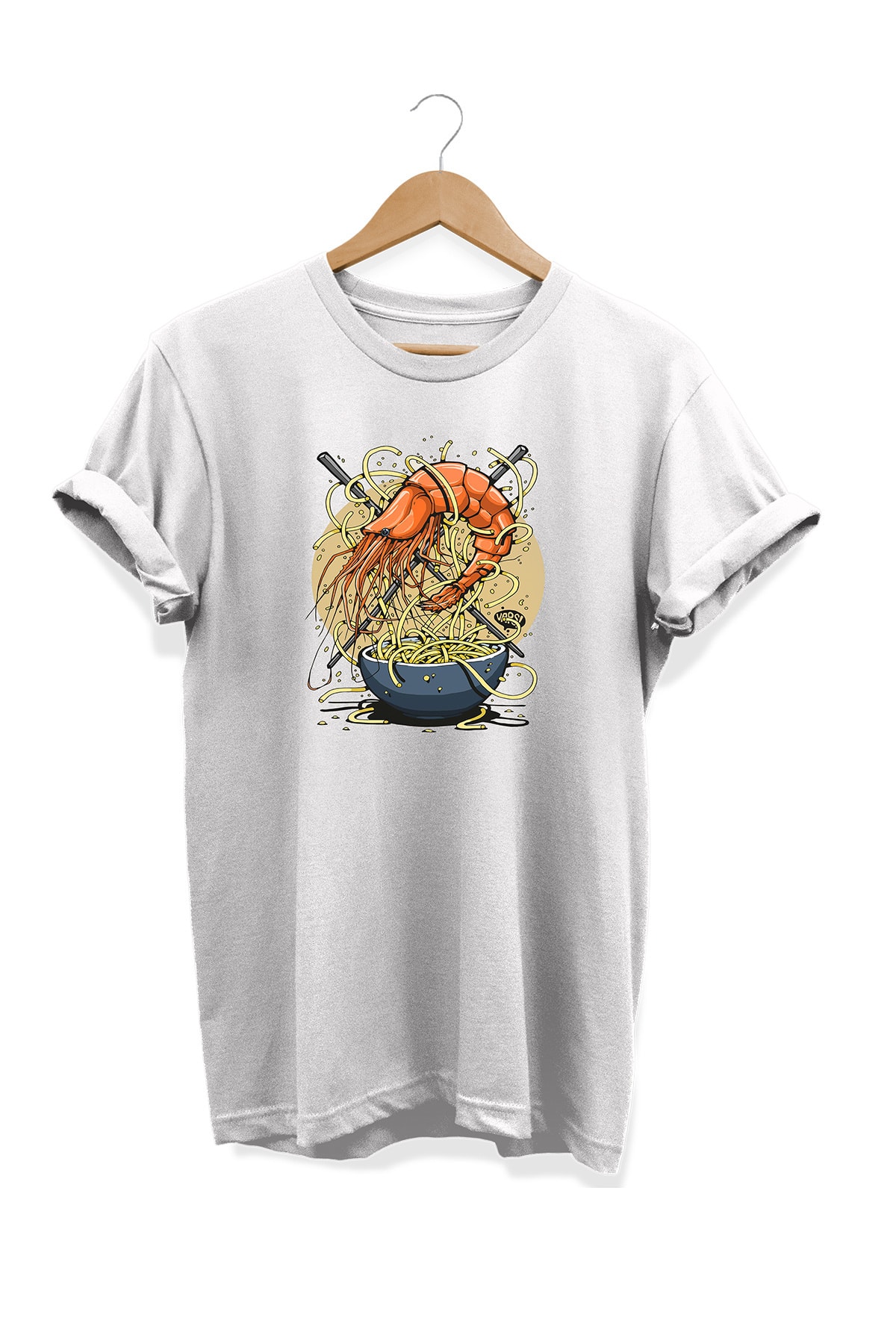 remonz Yemek Serisi Istakoz Baskılı %100 Pamuk Büyük Beden Tişört