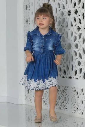 İnci İşlemeli Kız Çocuk Kot Elbise 7QAXSHTUF5