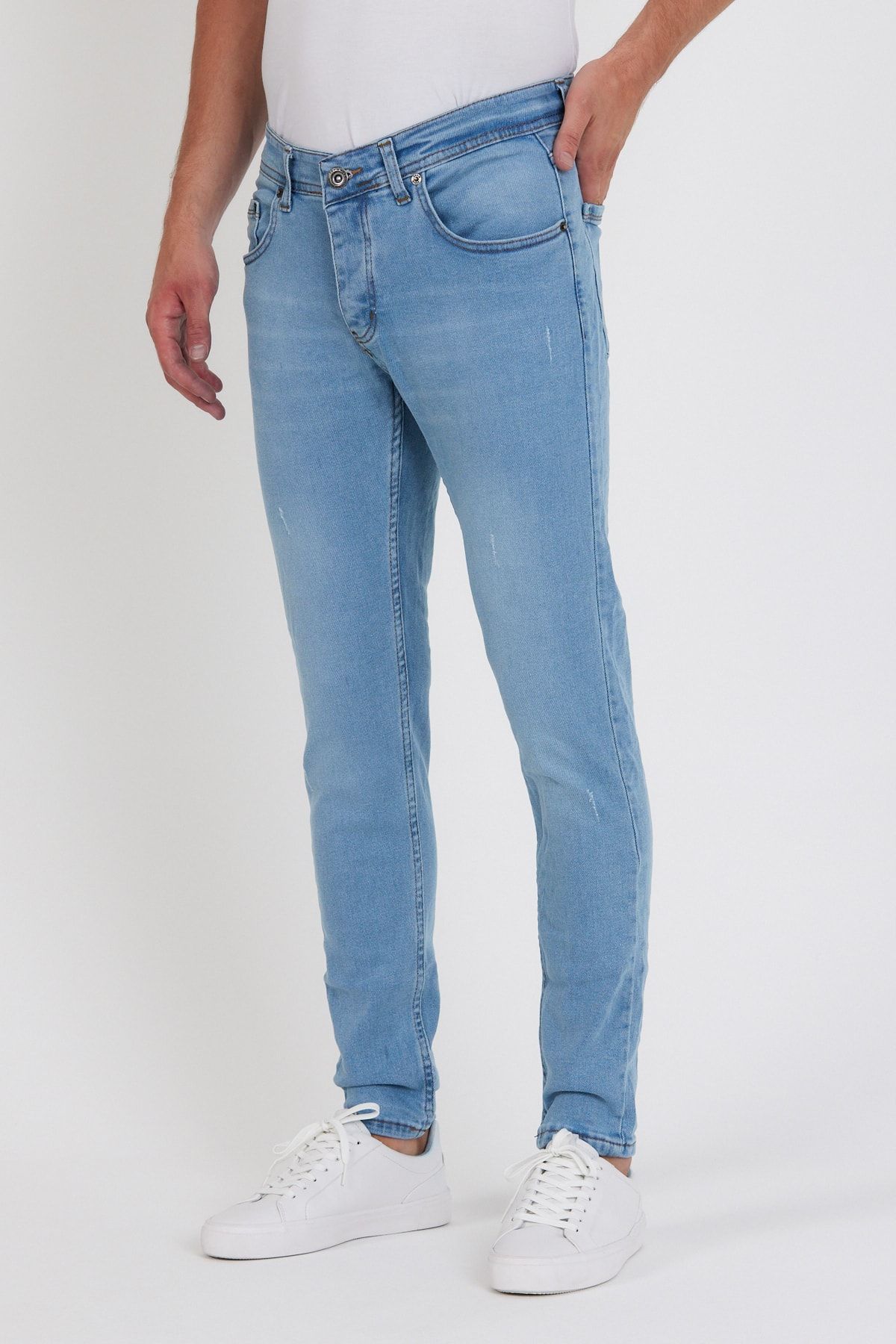 Dr Dnm Remix Erkek Jeans Skinny Fit Likralı Açık Buz Mavi Tırnaklı