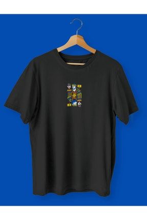 The King Kral Kart Baskılı Normal Kalıp Regular Fit %100 Pamuk Siyah Unisex T-shirt F2022F