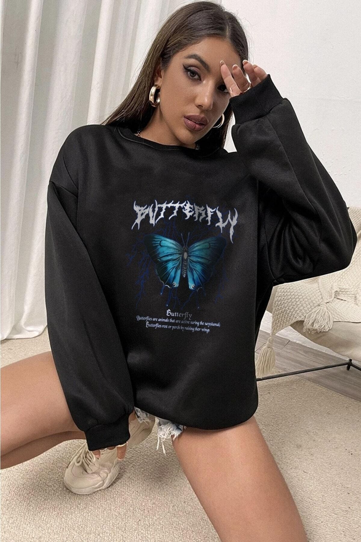 Black butterfly on sale sweatshirt