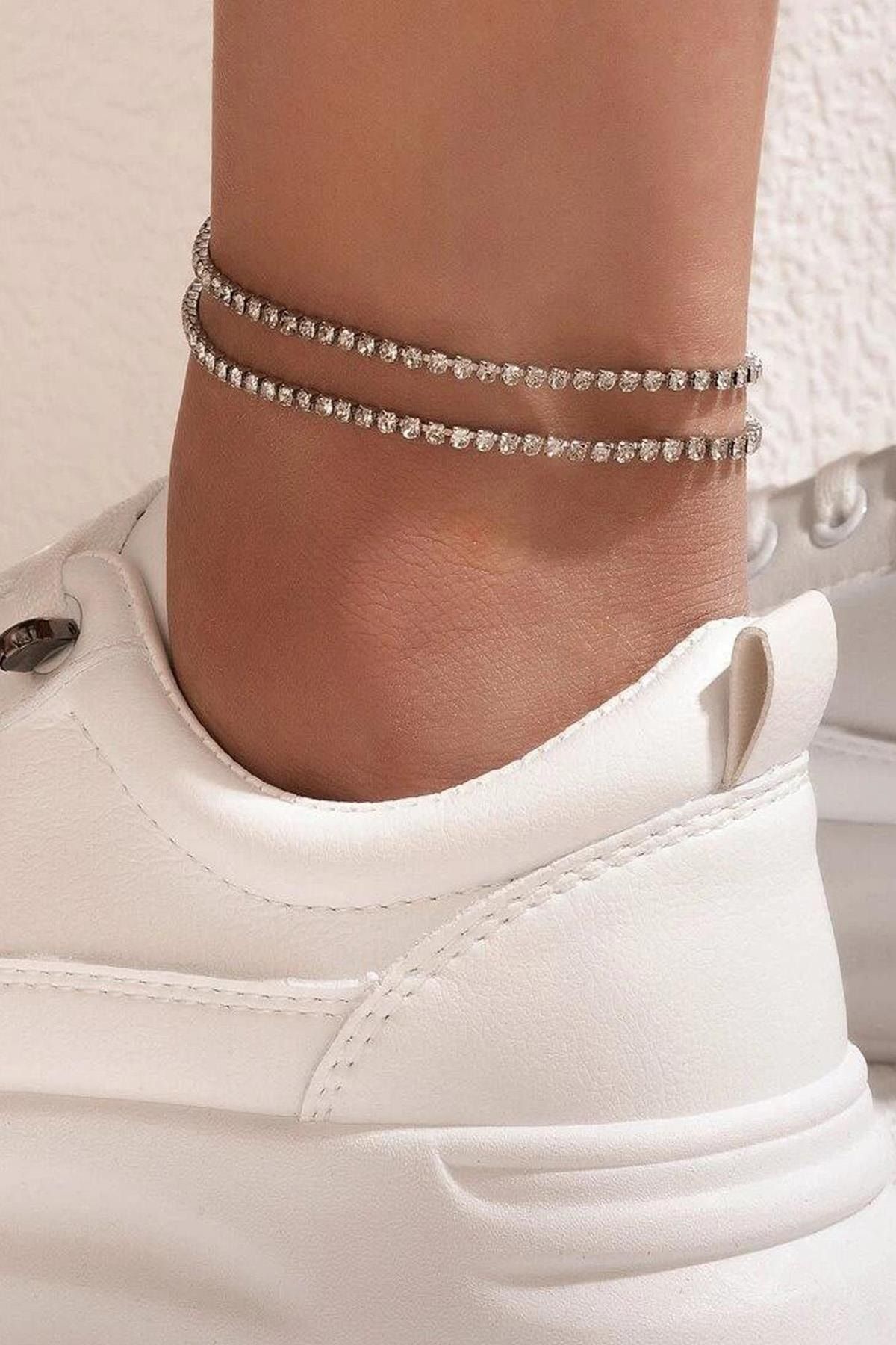 Crystal anklets shop in silver