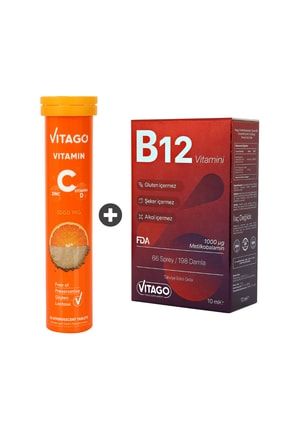 2’li Paket – Vitago B12 10 ml Sprey + C Vitamini 20 Efervesan Tablet 8682960479489