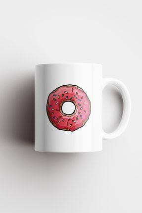 Pembe Donut Baskılı Porselen Kupa Bardak SNPZ-BRDK-0028