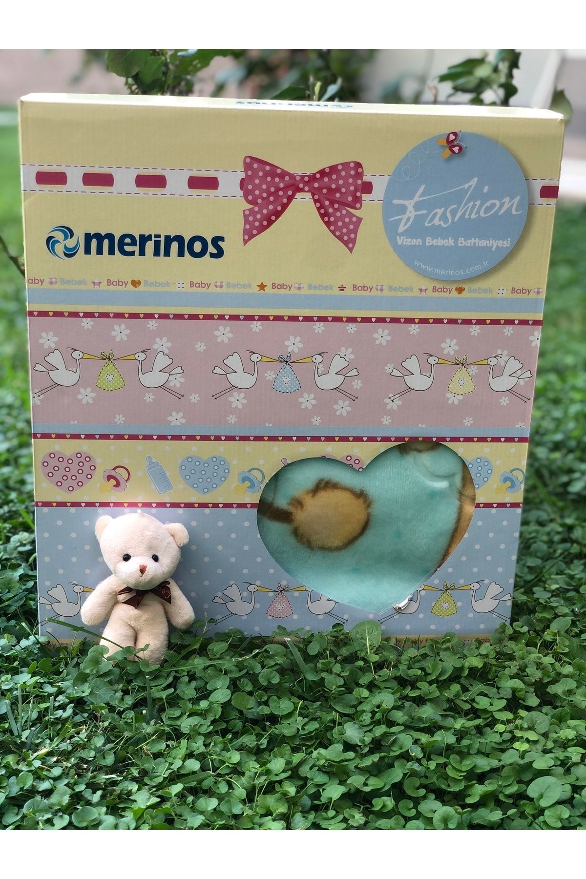 Merinos-Fashion Mink Baby Blanket with Little Plush Teddy Bear and Muslin Mouth Diaper as a Gift 5