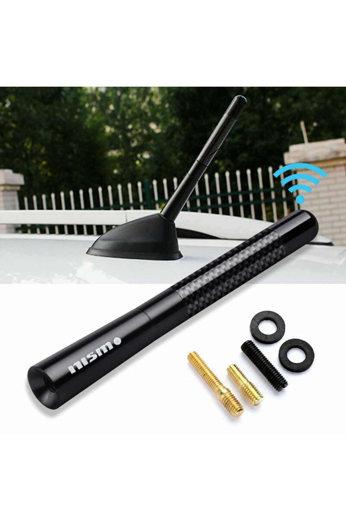 KARA AUTO Toyota Auris Uyumlu Siyah Karbon Fiber Yüksek Çekim Gücü Çubuk Anten