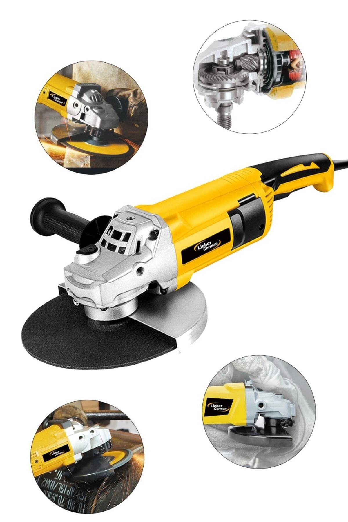 Lieber German 230 Mm 2400 Watt Isınmaz Motor Metal Şanzumanlı Tam Otamatik Profesyonel Taşlama Ve Kesme Makinası