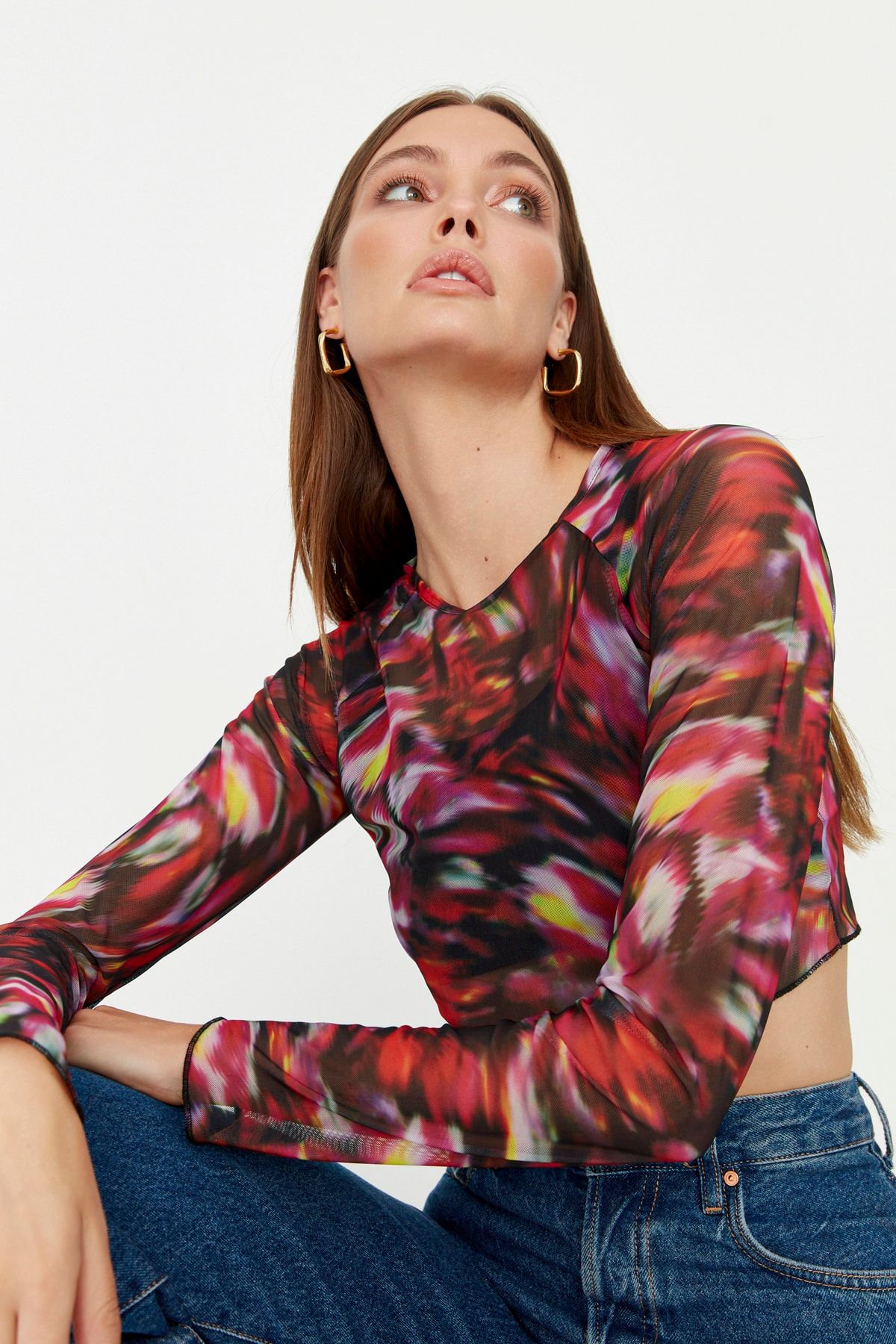 Trendyol Collection Bluse Mehrfarbig Slim Fit AR7601