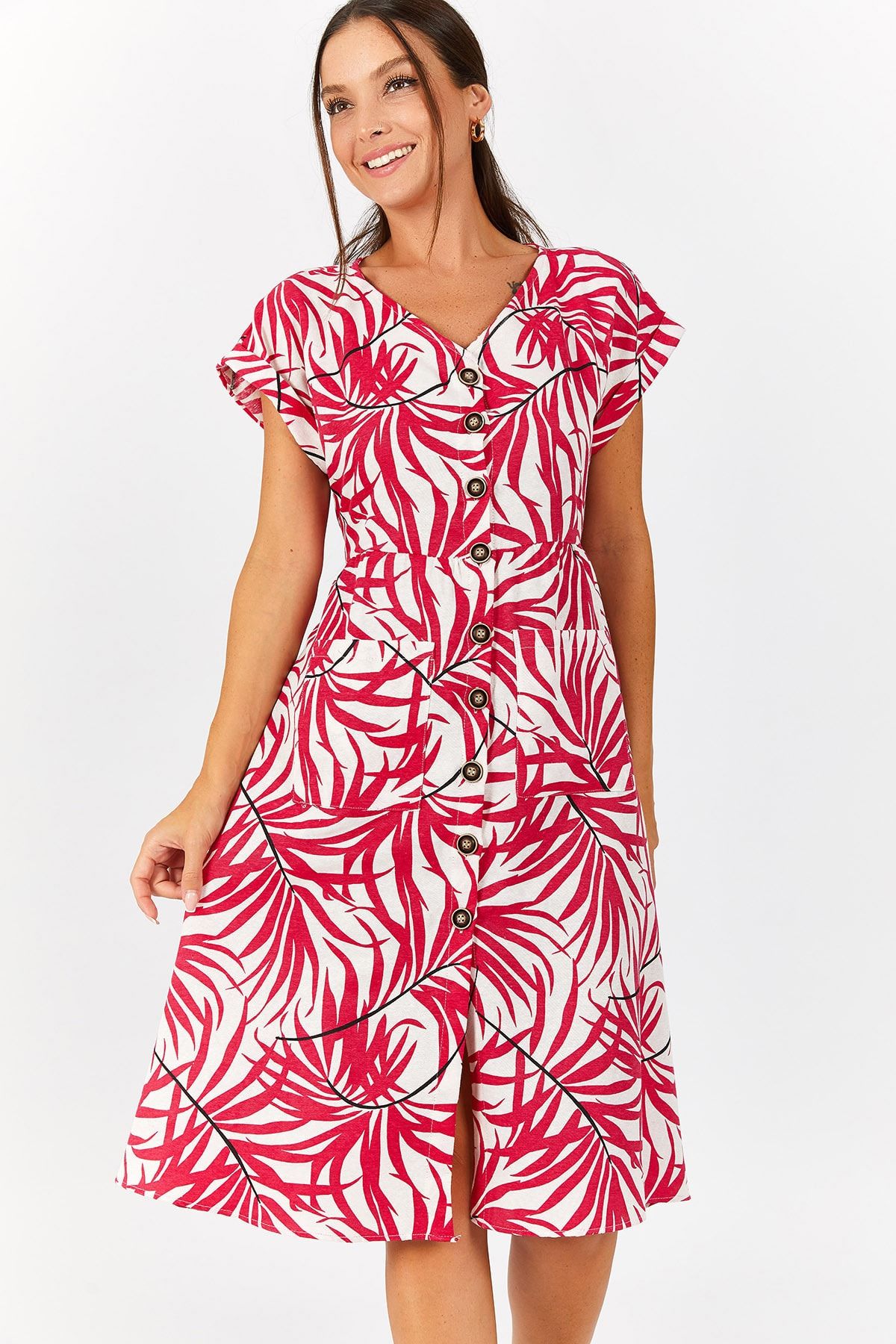 armonika Kleid Rosa A-Linie Fast ausverkauft