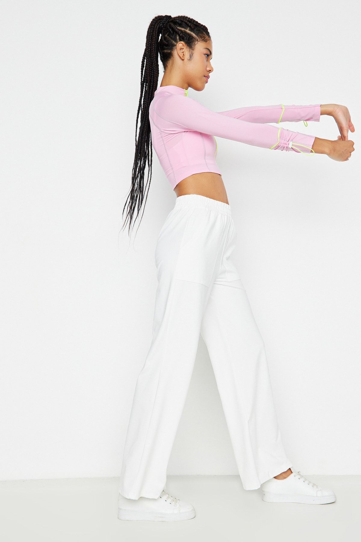 Plt White High Waisted Sweatpants