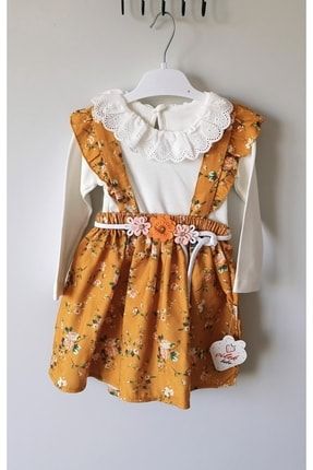 Kız Çocuk Papatya Gül Detaylı Salopet Elbise PAPATYA GÜL SALOPET