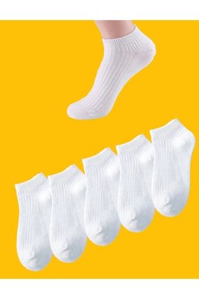 5'li Kadın Fitilli Kısa Beyaz Patik Çorap Fitillicrp