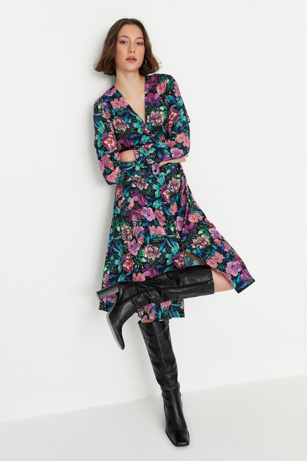Trendyol Collection Kleid Mehrfarbig Blusenkleid Fast ausverkauft