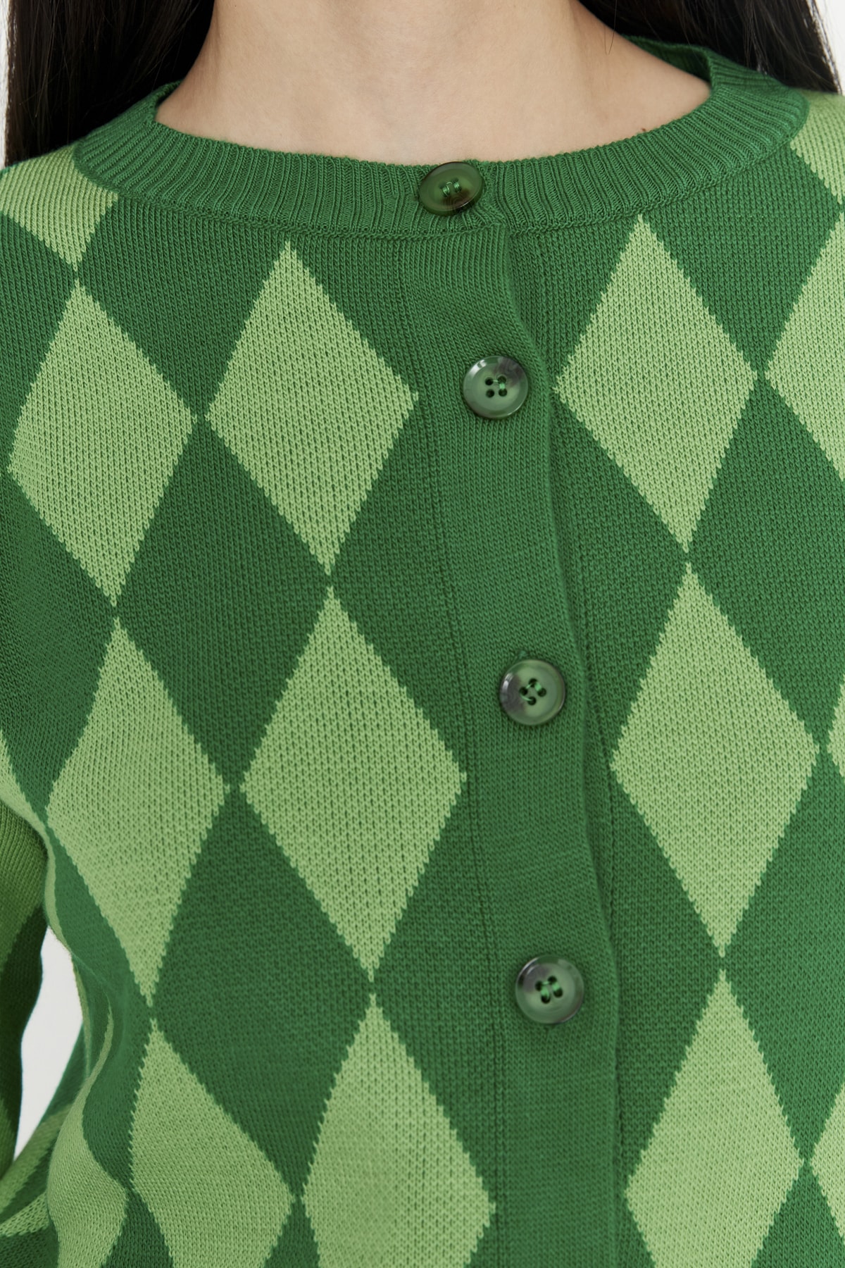 Trendyolmilla  Yeşil Crop Triko Hırka TWOAW23HI00176 - Görsel 4