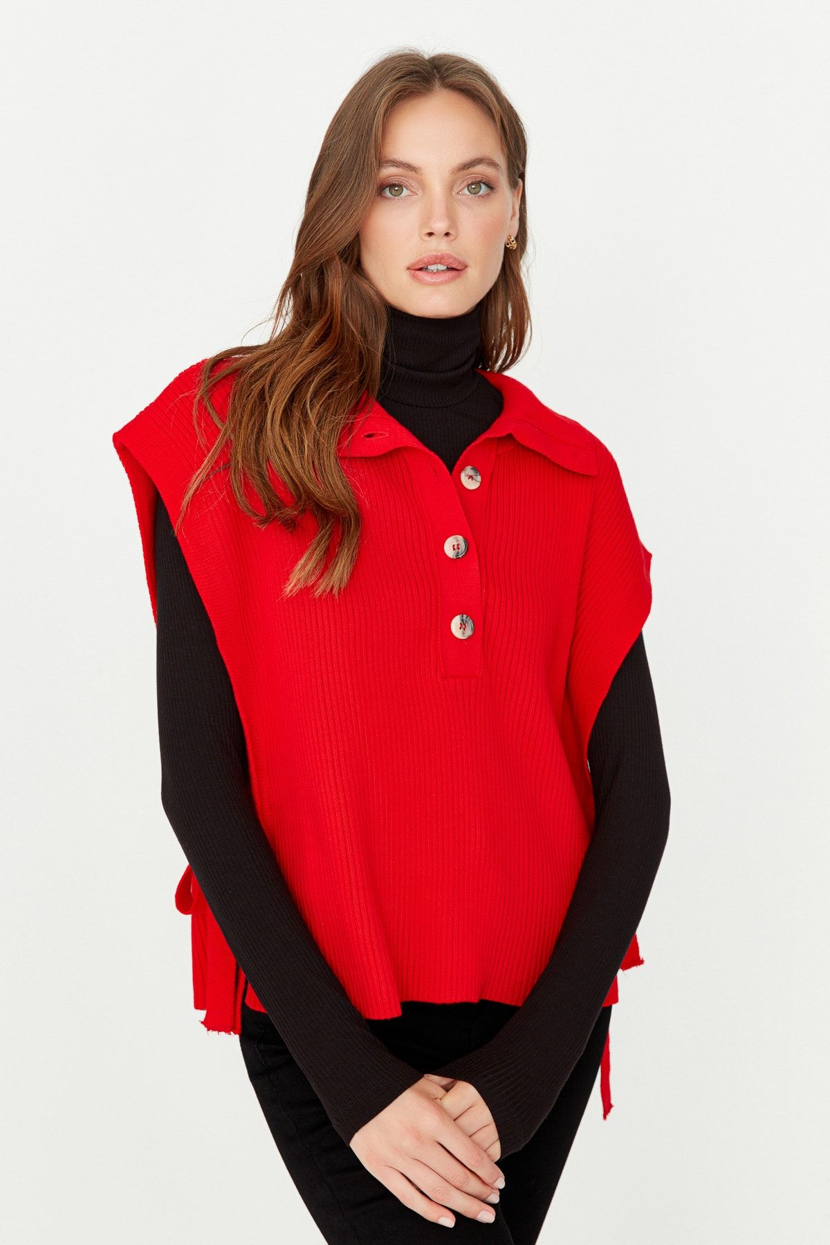 Trendyol Collection Sweater Vest Red Regular fit Trendyol