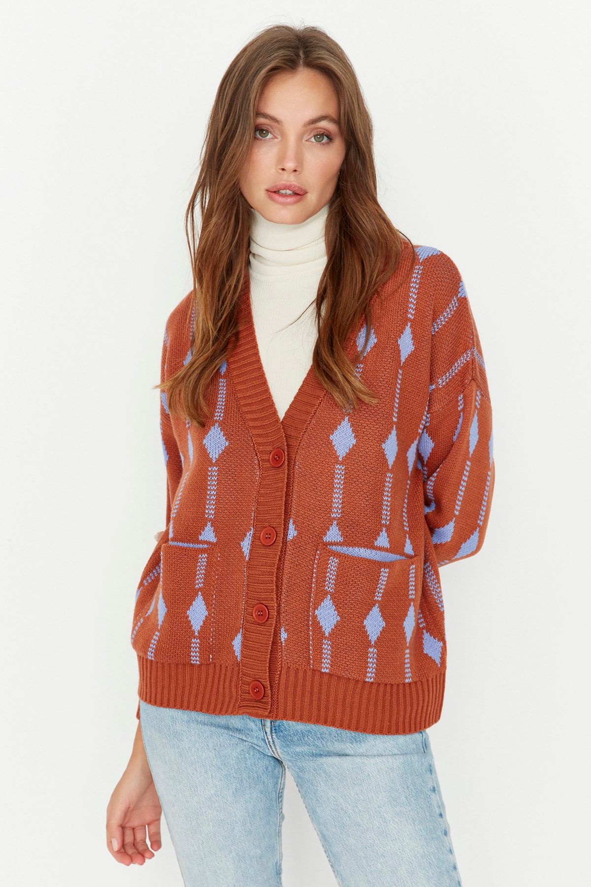 Trendyol Collection Strickjacke Dunkelblau Oversized