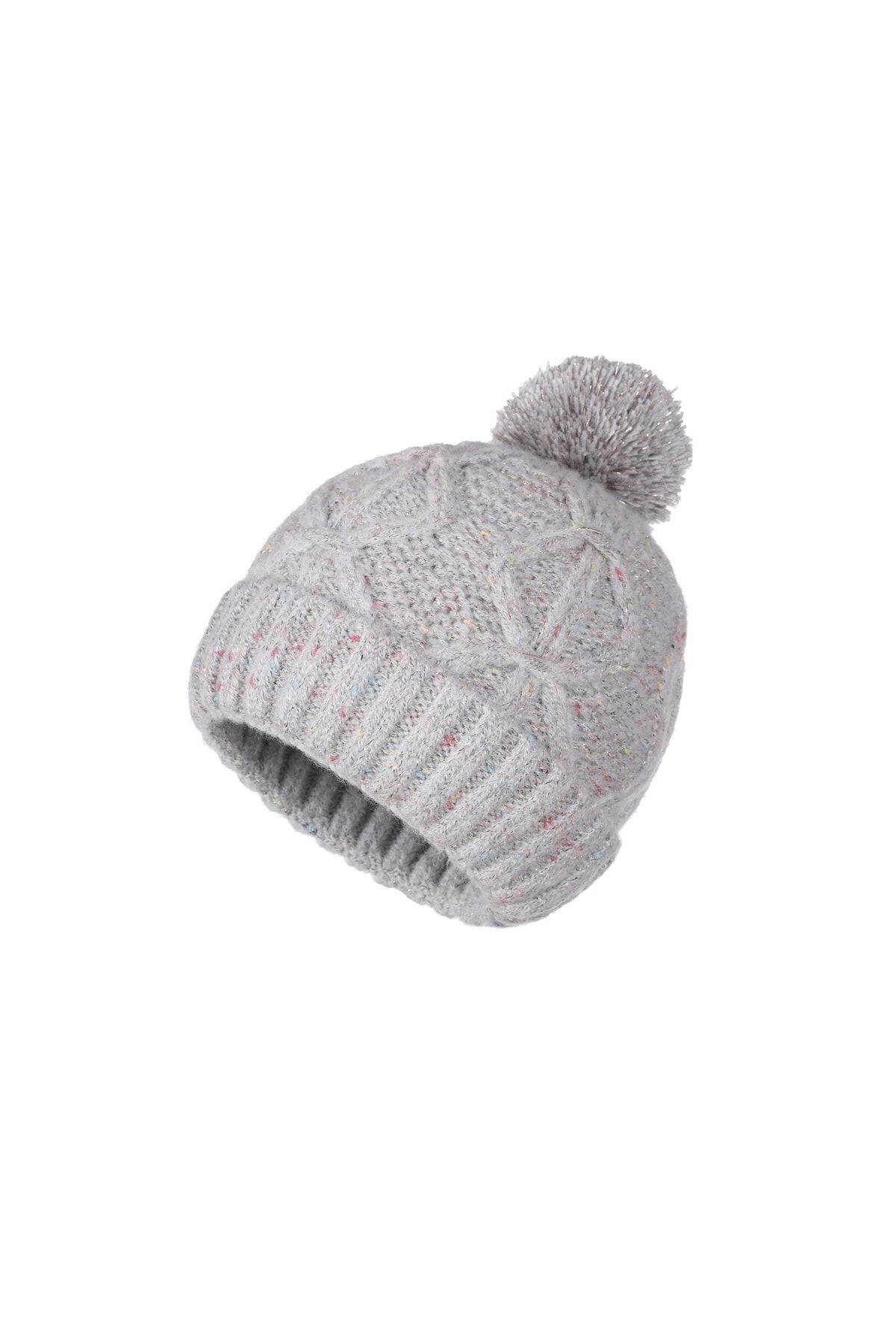 Fonem-Women's Pompom Cotton Filay Beanie Fo 2654 Gray 1