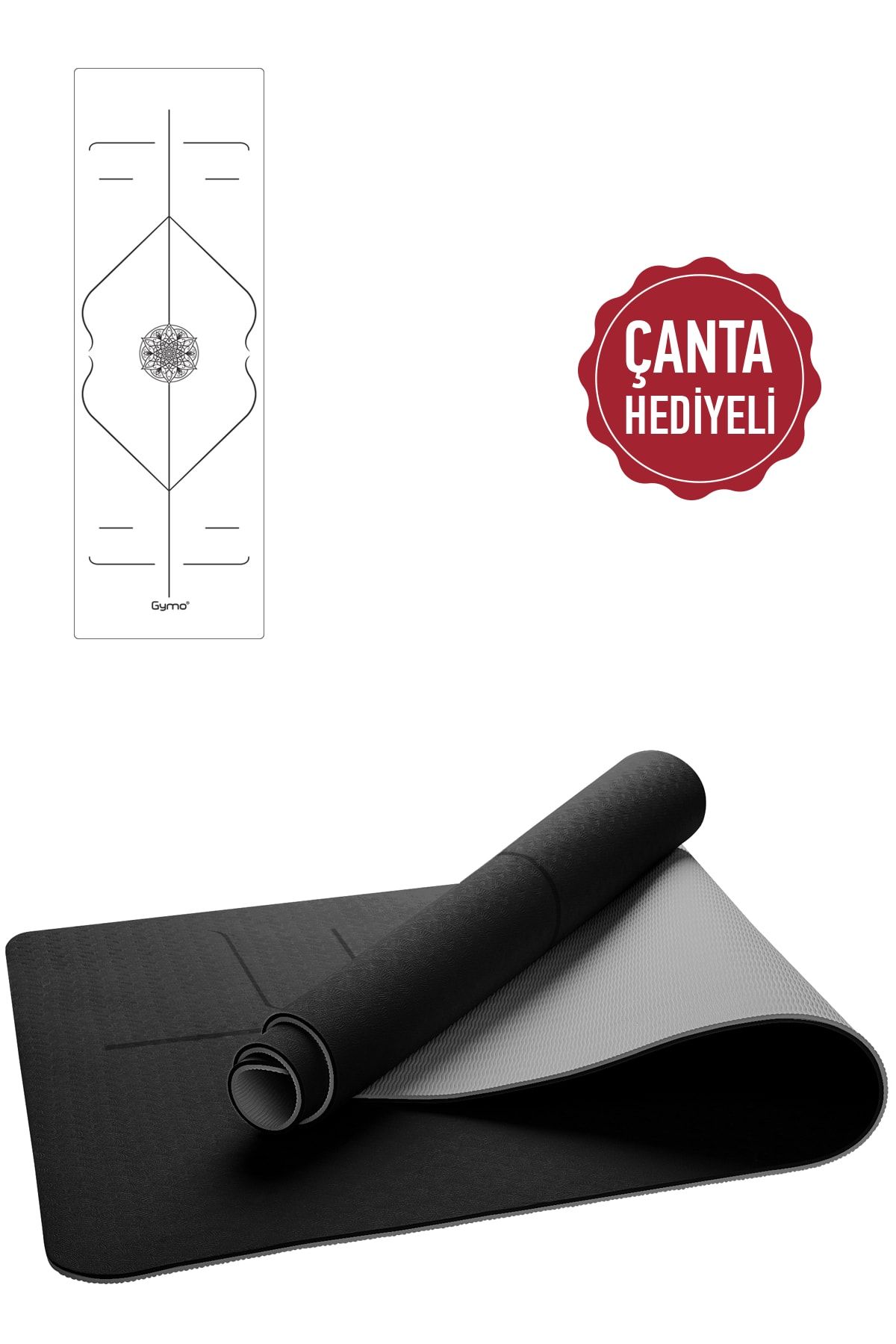 زیرانداز پیلاتس خاکستری تراز 6mm tpe یوگا Pilates Cushion با کیسه های حمل سیاه Gymo