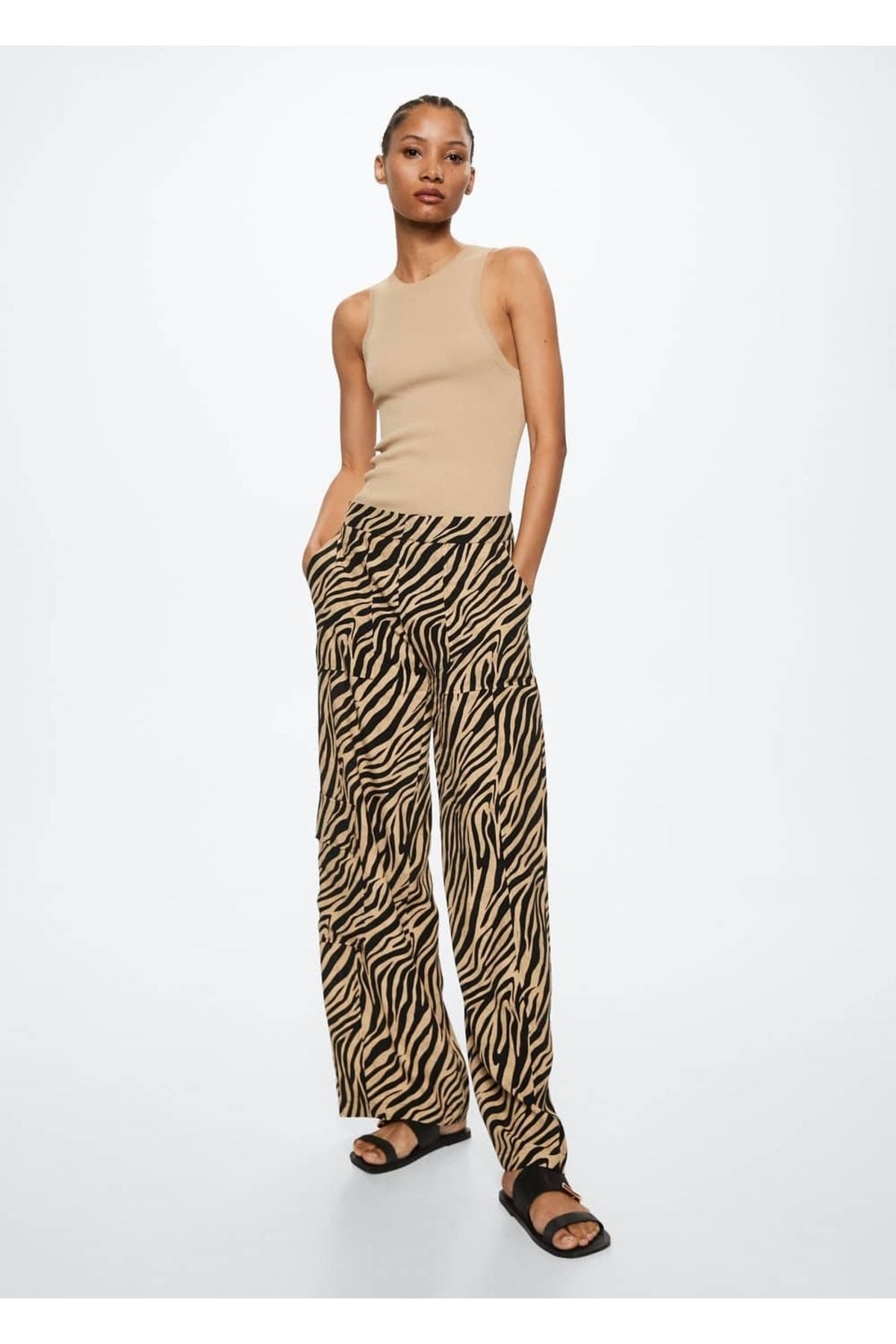 MANGO Leopard Pattern Loose Trousers Trendyol