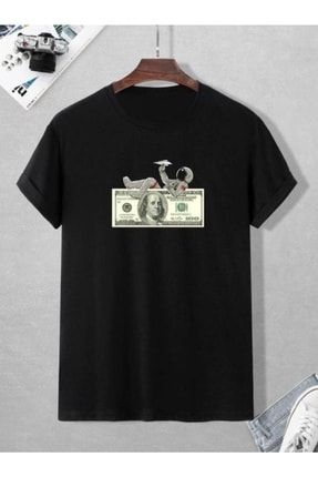Qaiser Dolar Baskı Siyah Oversize T-shirt QAİSER DOLAR
