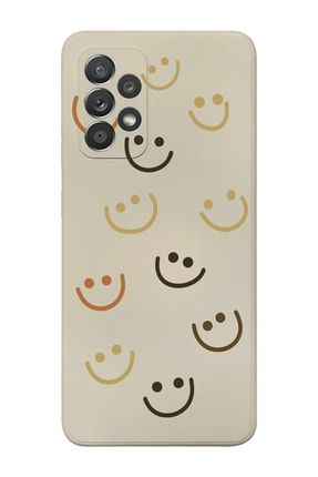 Samsung A32 Krem Rengi Lansman Smile Desenli Telefon Kılıfı SAM32LN-290