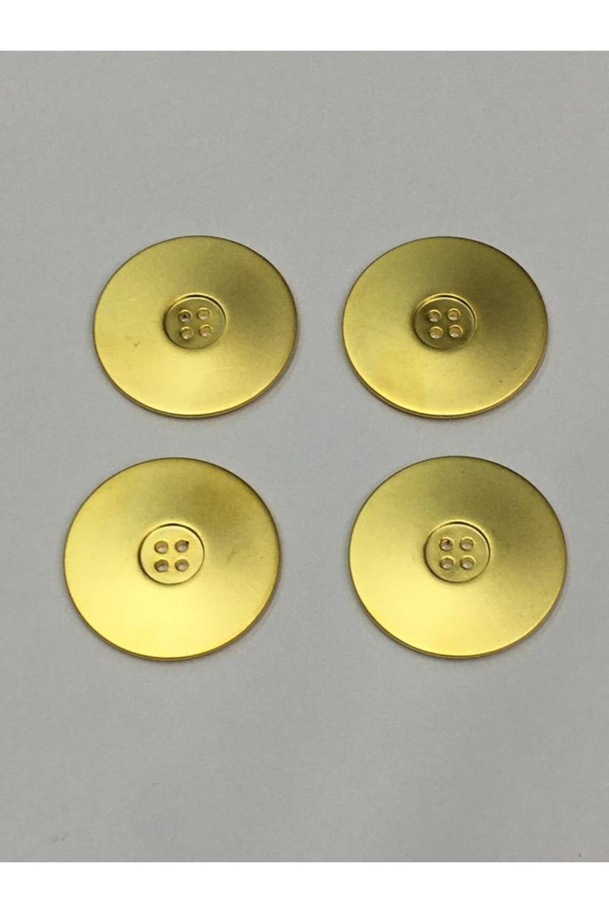 Italian Metallized Button Set of 4 Gold