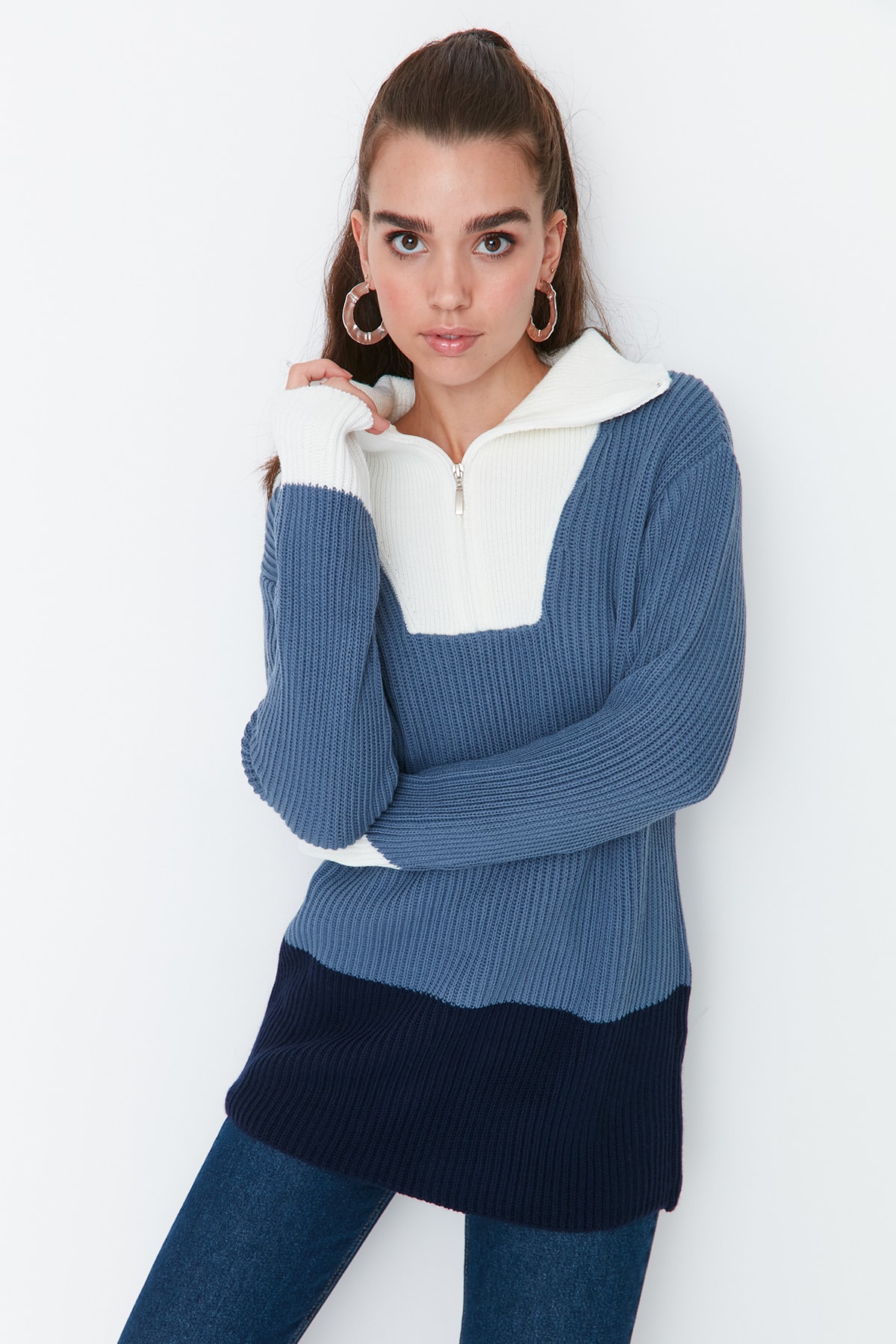 Trendyol Modest Pullover Lila Relaxed Fit Fast ausverkauft