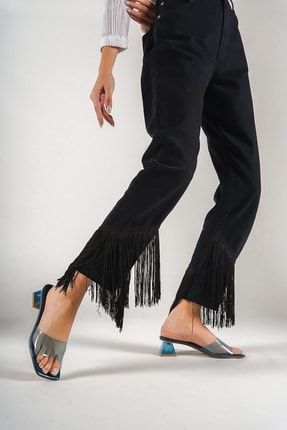 Kadın Şeffaf Renkli Klasik Topuklu Terlik & Aykkabı Karnaval renkli klasik topuklu terlik