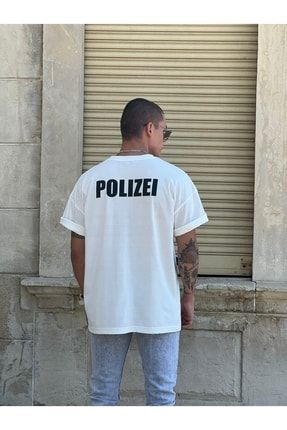 Unisex Polizei Özel Baskılı Oversize Penye T-shirt %100 Pamuk özl031005