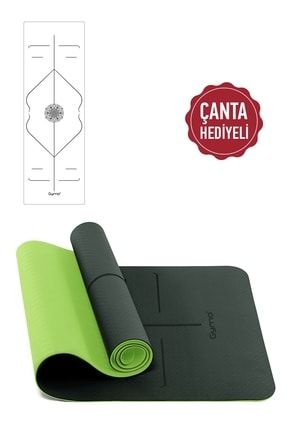 Hizalamalı 6mm Tpe Yoga Matı Pilates Minderi Neon Yeşil PRA-4566580-0845