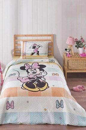 Minnie Mouse Happy Tek Kişilik Disney Lisanslı Lastikli Fitted Çarşaf Kapitone Çocuk Nevresi PR-EVTEKSTILI-55474201327