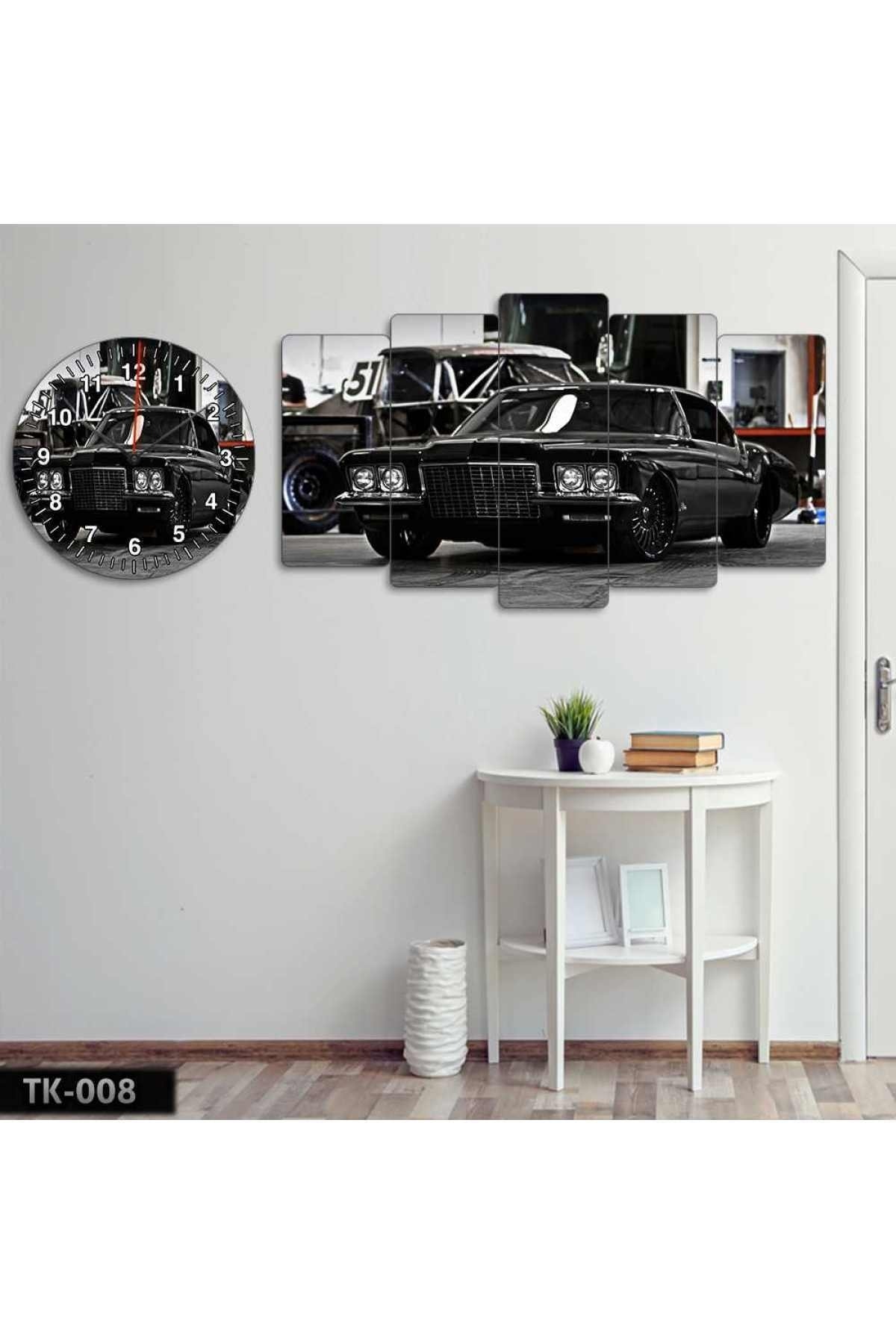 Classic Car, Black Snake - Painting Clock Combination