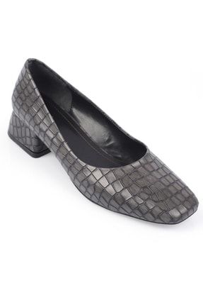 Capone Küt Burunlu Kroko Desenli Kısa Blok Topuklu Kadın Ayakkabı 270-2870-MRK-01-0000