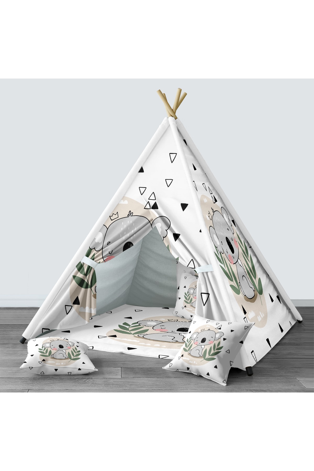 Tinybabyconcept Çocuk Odası Kızıldereli Çadır Katlanabilir Çocuk Oyun Çadırı Oyun Evi Koala Desenli 038