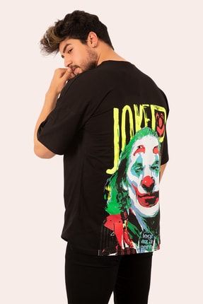 Unisex Joker Baskılı Oversize Kısa Kollu Pamuklu T-shirt ETS102JJ