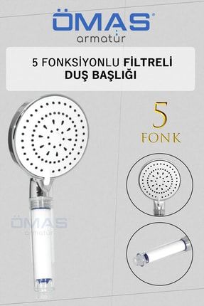 5 Fonksiyonlu Filtreli Duş Başlığı,filtreli Banyo Duş Başlığı 5FDB-TEKLI