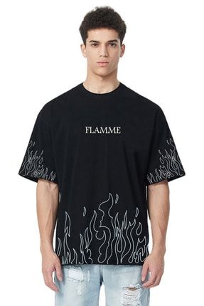 The Flamme Alev Baskılı Unisex Oversize Tshirt Tişört FSTSHRT-0001001