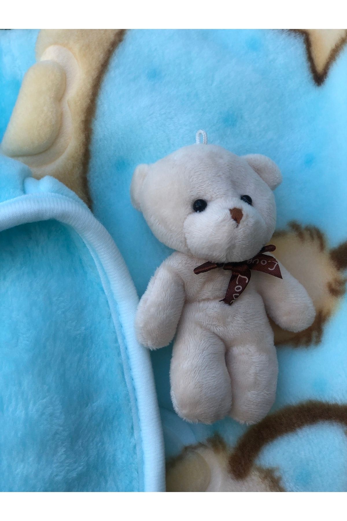 Merinos-Fashion Mink Baby Blanket with Little Plush Teddy Bear and Muslin Mouth Diaper as a Gift 4