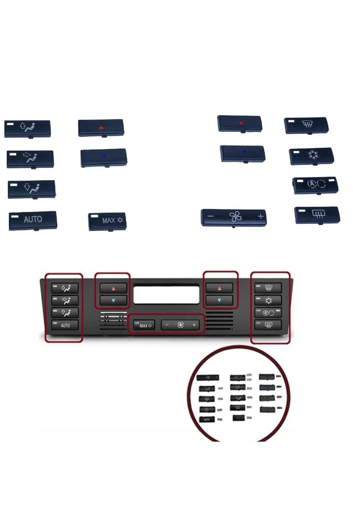 Genel Markalar Bmw X5 E-53 Klima Kontrol Düğme Seti 14 Parçalı 1999 - 2006