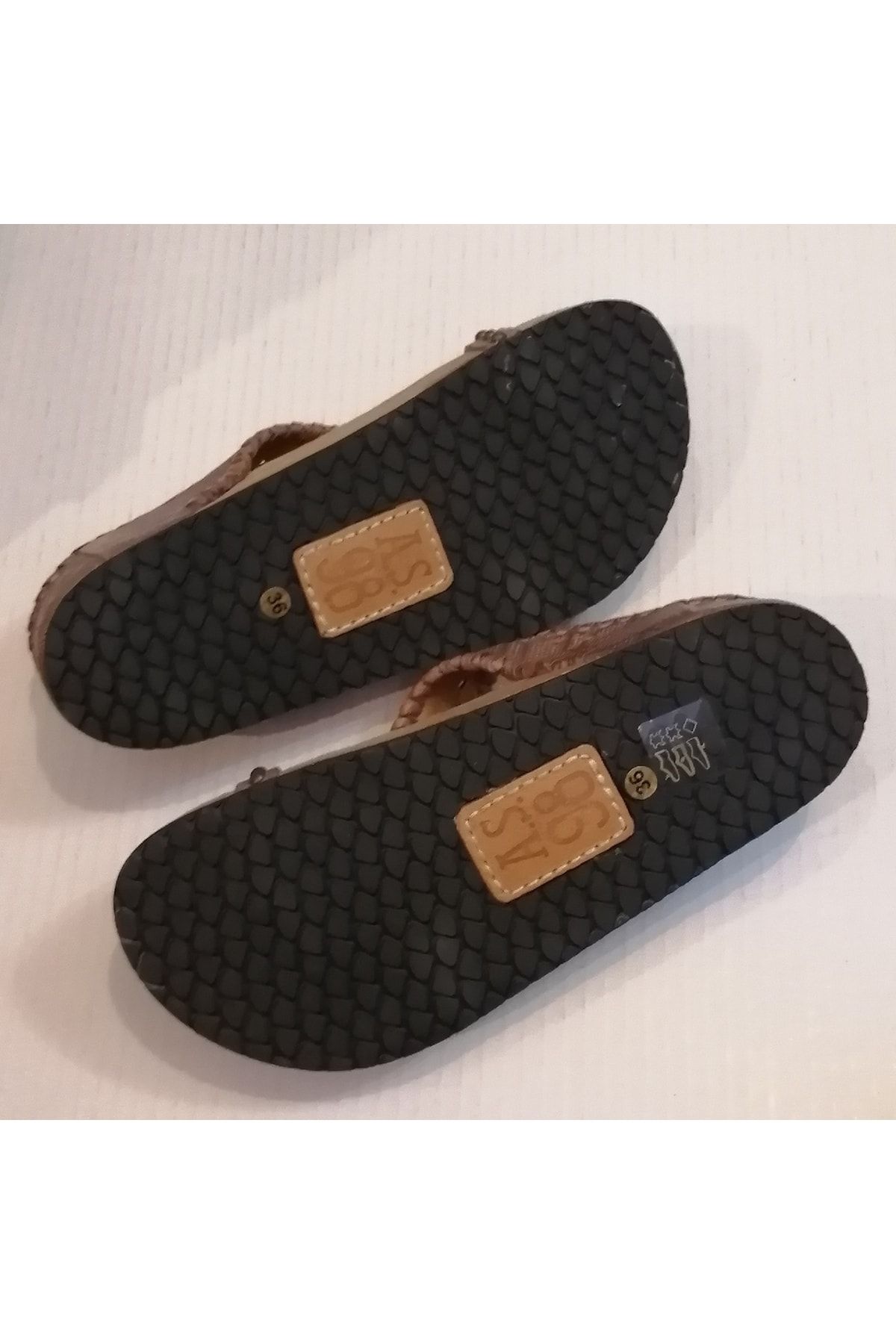 AS 98-Women's Genuine Leather Print Pattern Bronze Handmade Spiral Leather Ribbed Wedge Sole Flip Flops 5