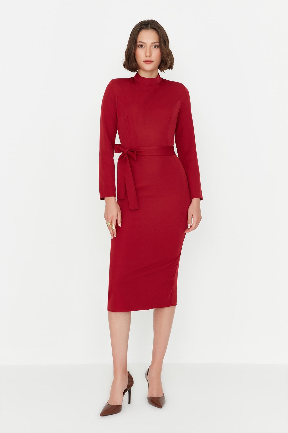 Trendyol Collection Kleid Bordeaux Bodycon Fast ausverkauft