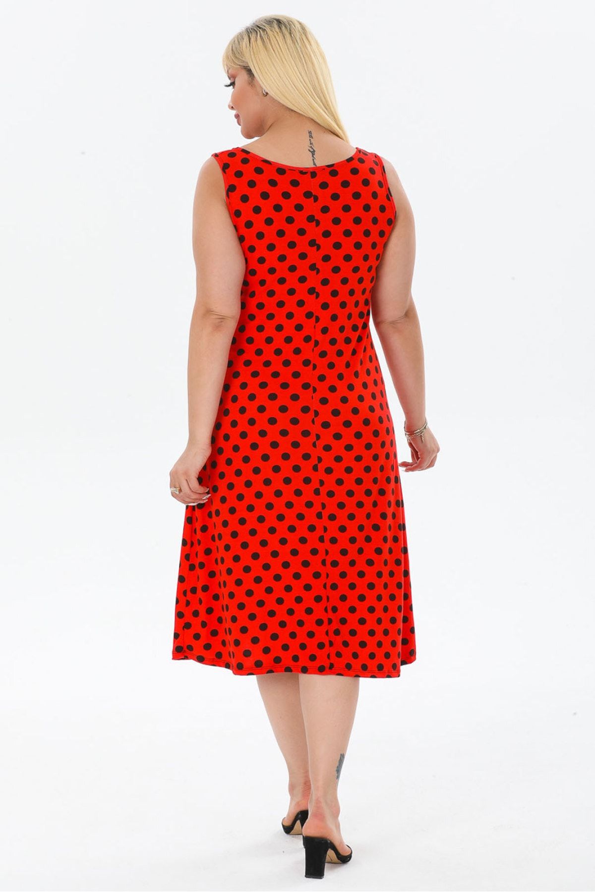 Dark red polka dot dress sale
