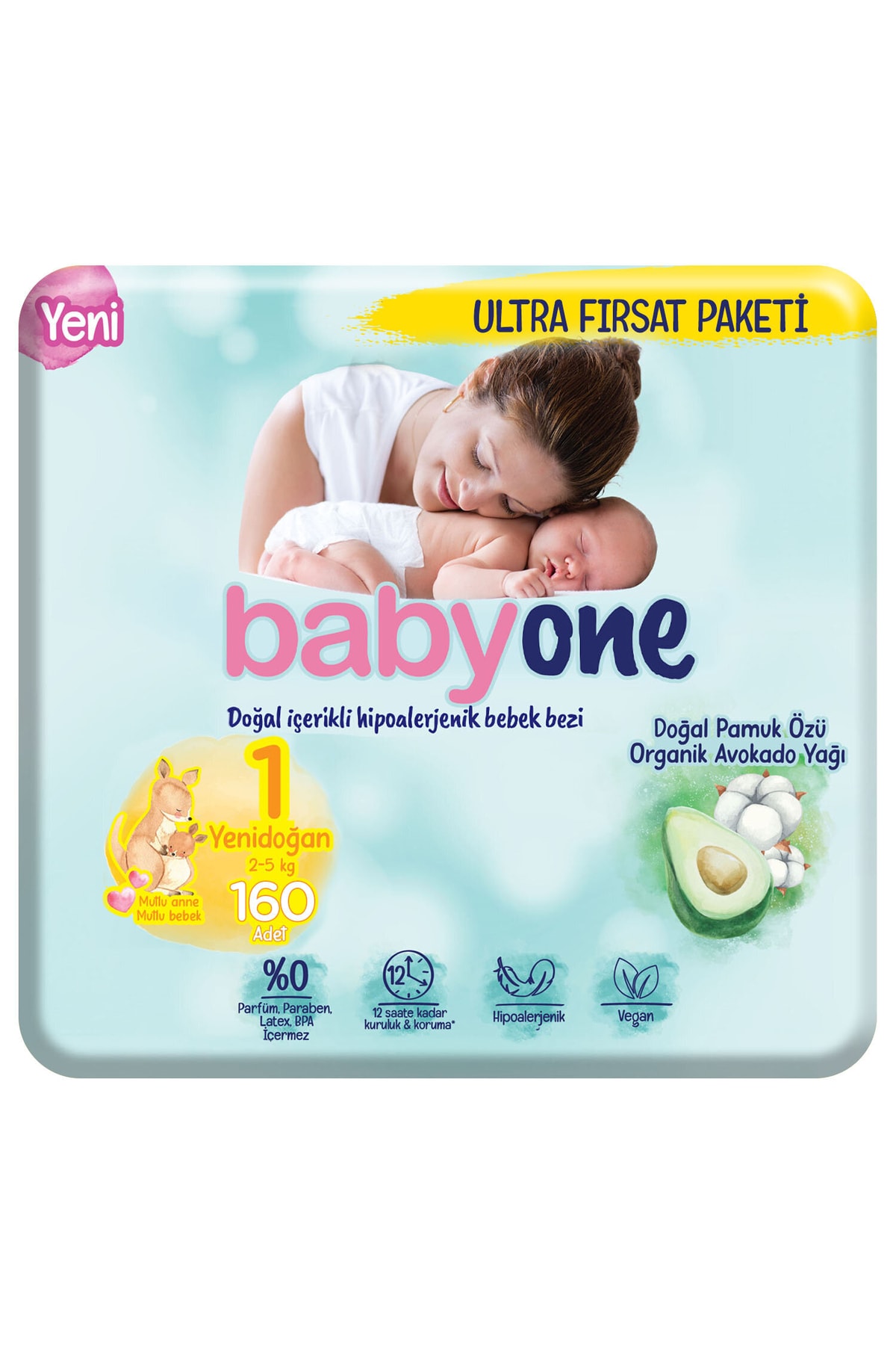 Babyone Yeni Bebek Bezi 1 Beden Yenidoğan Ultra Fırsat Paketi 160 Adet