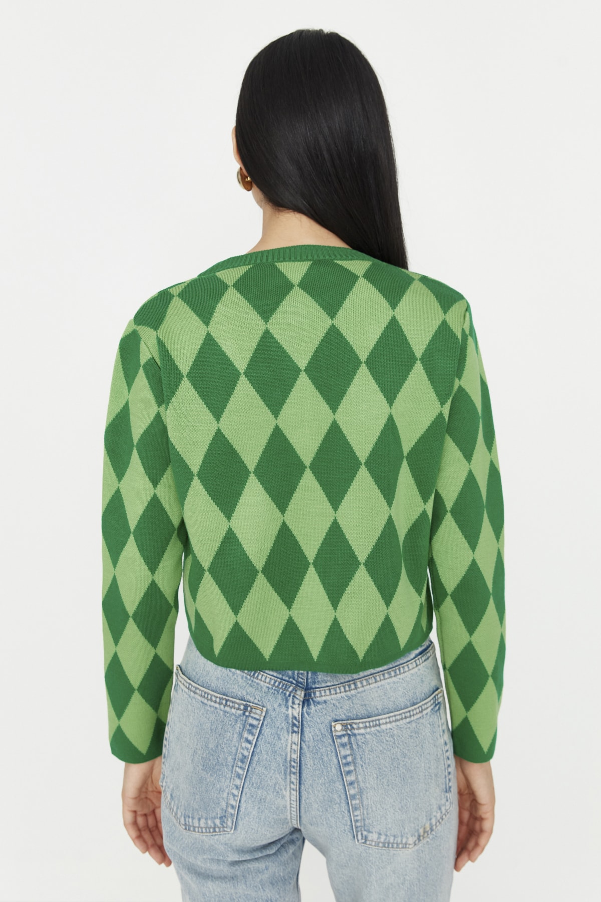 Trendyolmilla  Yeşil Crop Triko Hırka TWOAW23HI00176 - Görsel 5