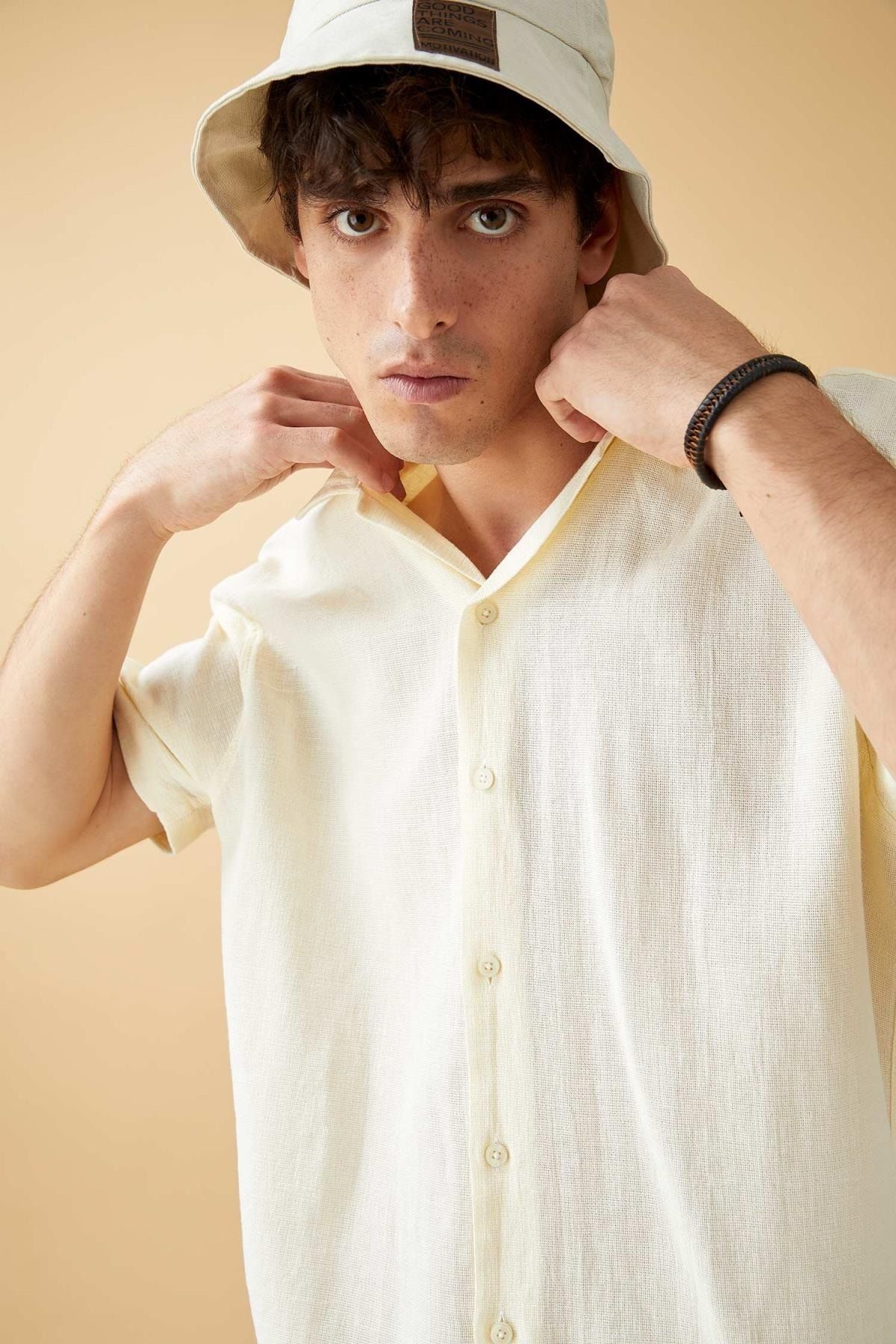 DeFacto Hemd Ecru Regular Fit