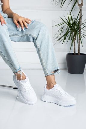 Beyaz Kadın Sneaker Kalın Tabanlı Bağcıklı Victoria Comfort Series Spor Ayakkabı Victoria-s Beyaz VİCTORİA-153
