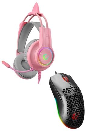 X Cute Girl Pink Gaming Oyuncu Set (x-catty 7.1 Rgb Oyuncu Kulaklık - X-titan 7200dpı Uyumlu SMX-47